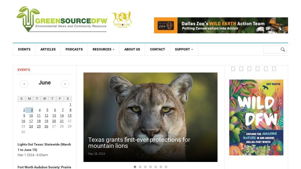 Screenshot of the Green Source DFW website