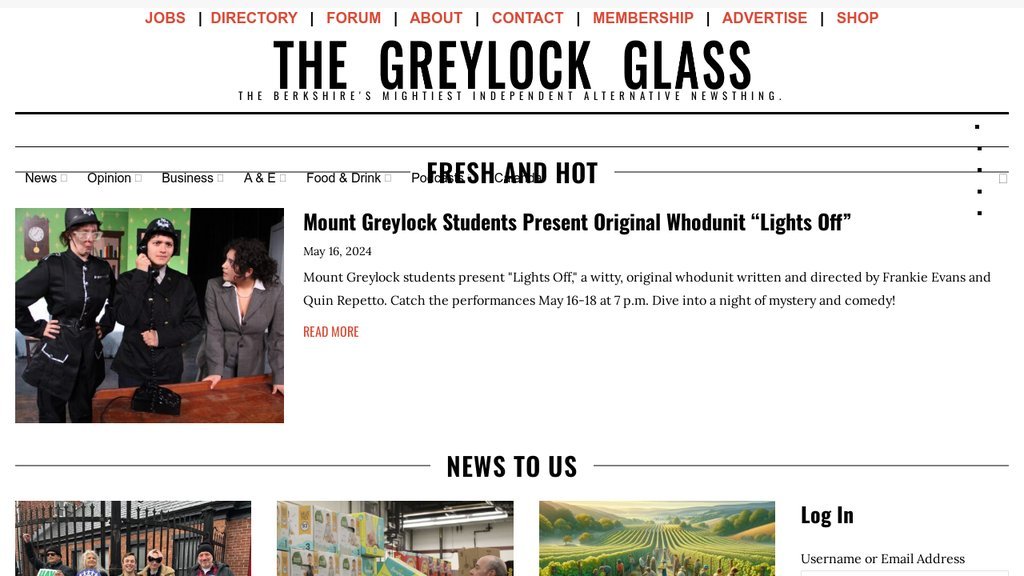 Screenshot of the Greylock Glass website