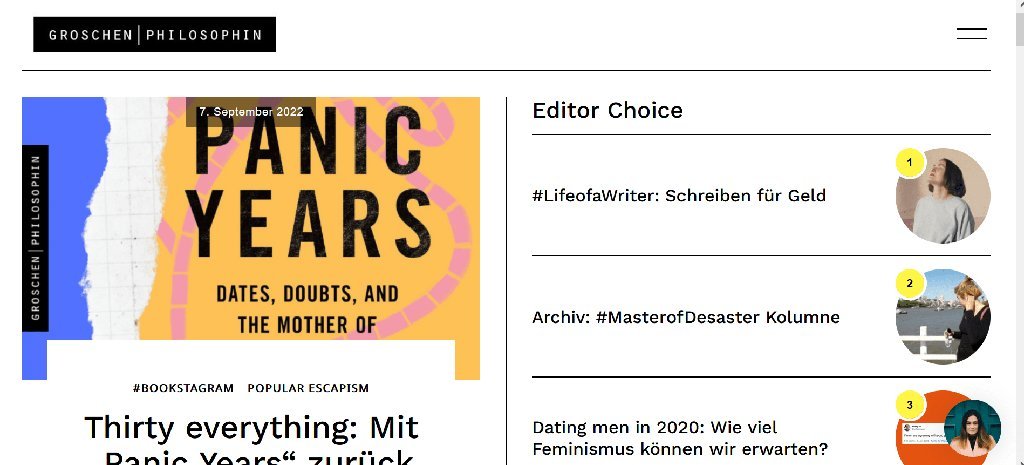 Screenshot of the Groschenphilosophin website