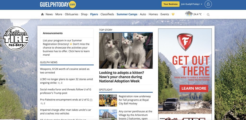 Screenshot of the GuelphToday.com website
