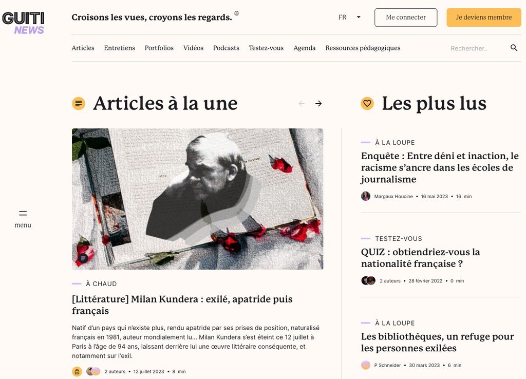 Screenshot of the Guiti News website