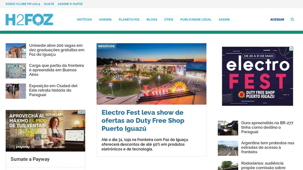 Screenshot of the H2FOZ website