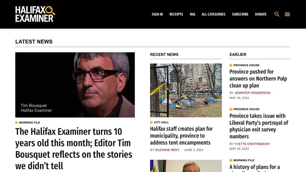 Screenshot of the Halifax Examiner website