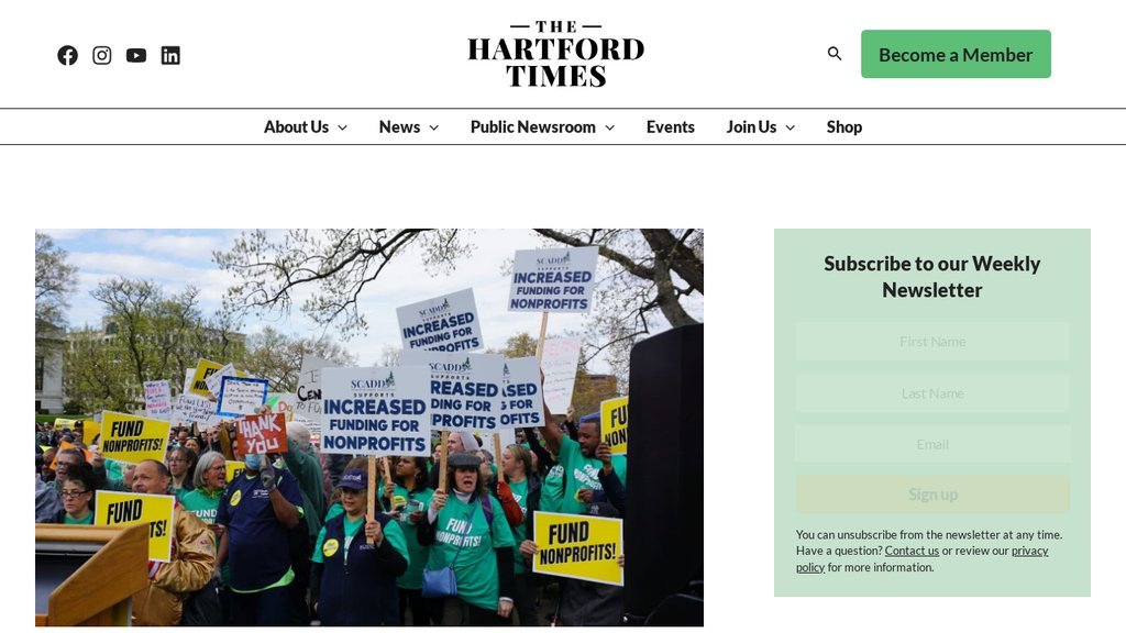 Screenshot of the Hartford Times, The website