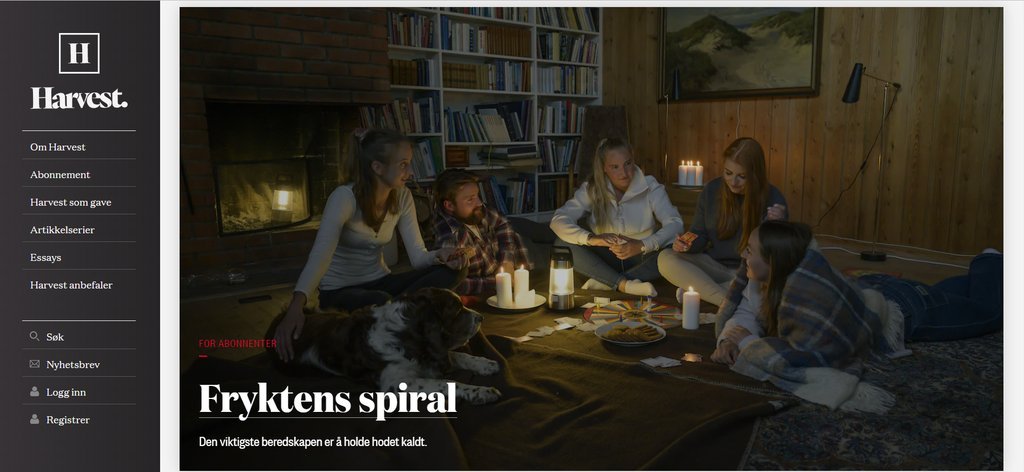 Screenshot of the Harvest website