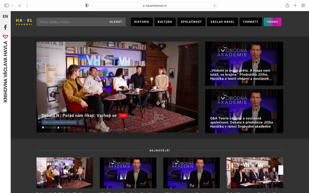 Screenshot of the Havel Channel website