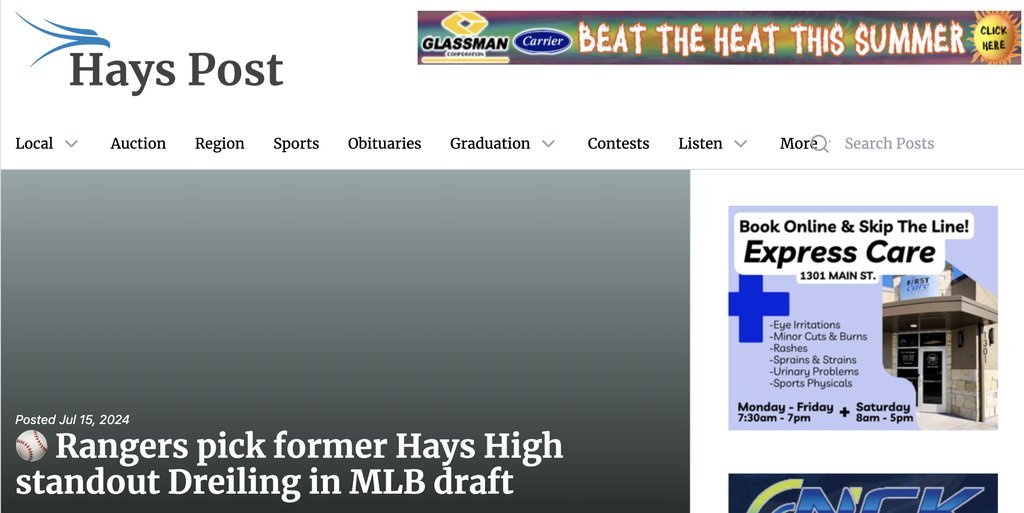Screenshot of the Hays Post website