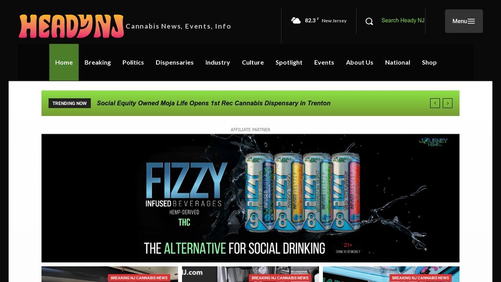 Screenshot of the Heady NJ website