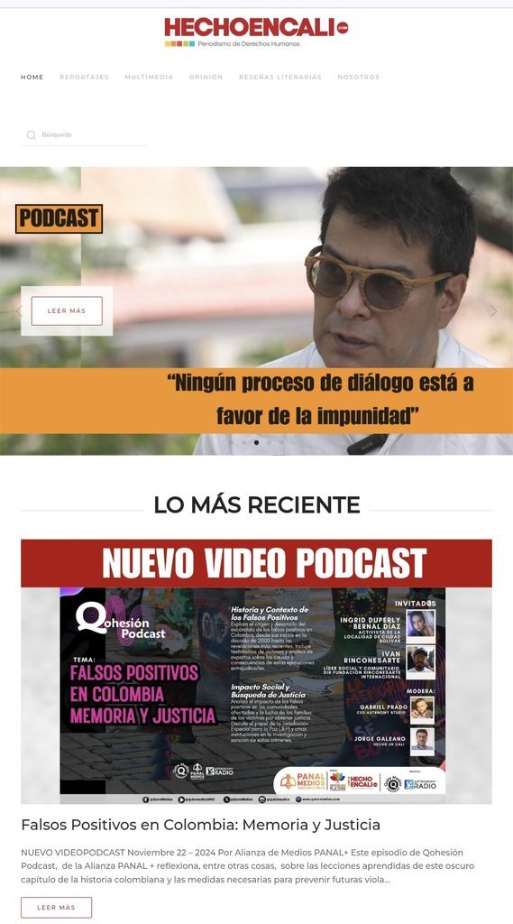 Screenshot of the Hecho En Cali website