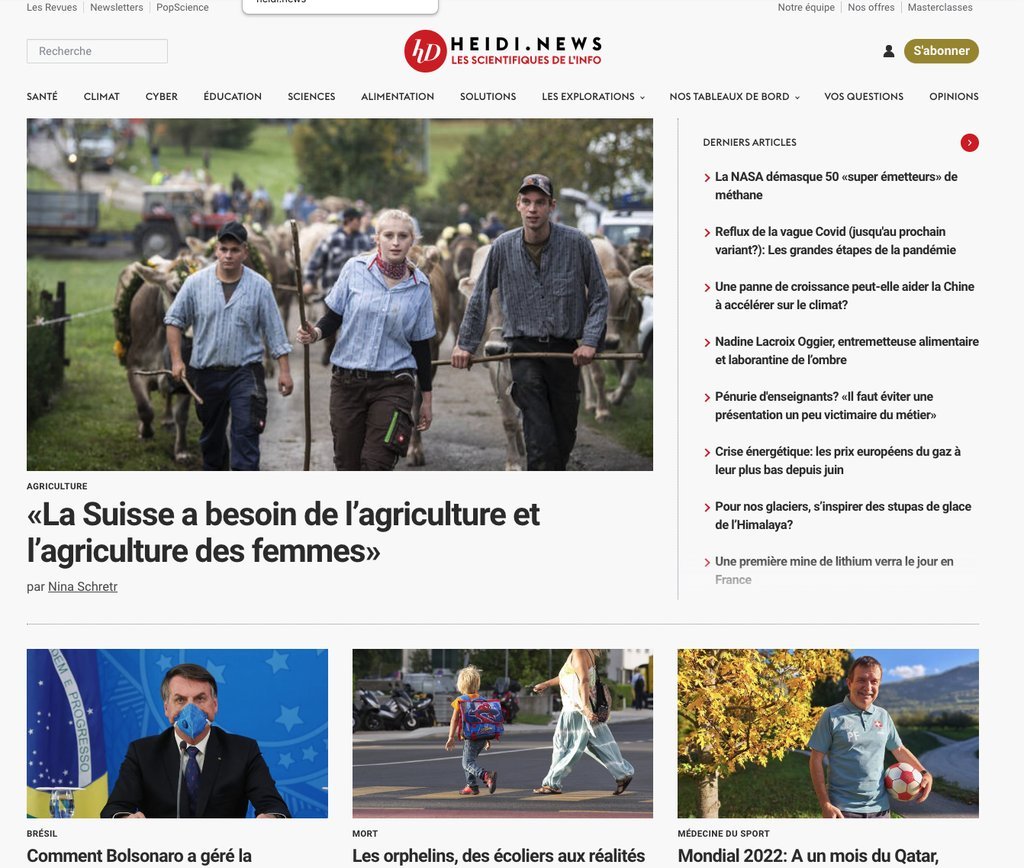 Screenshot of the Heidi.news website