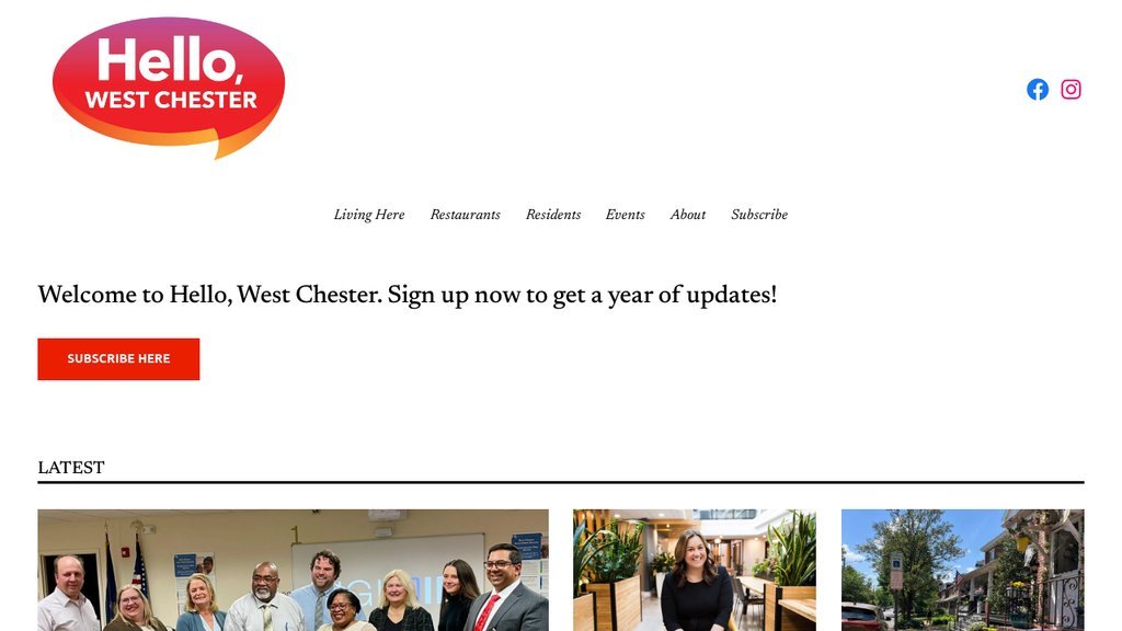 Screenshot of the Hello, West Chester website