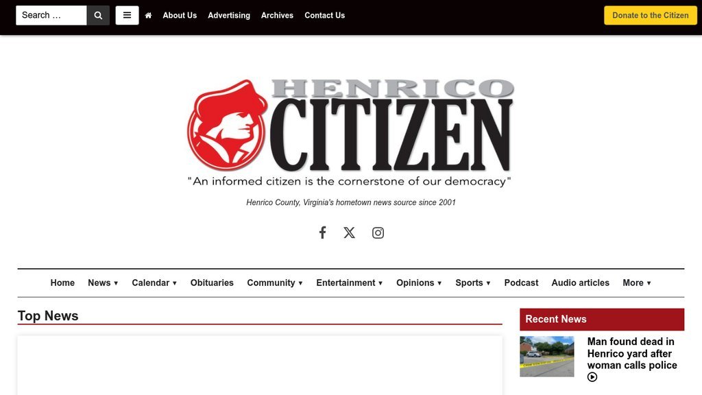 Screenshot of the Henrico Citizen website