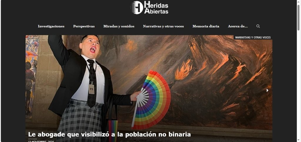 Screenshot of the Heridas Abiertas website
