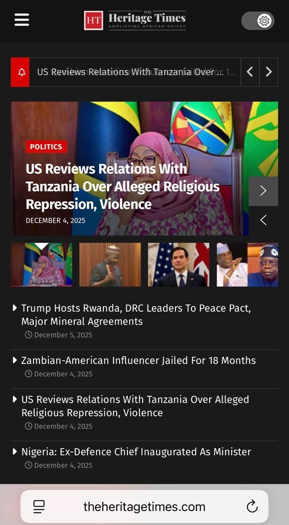 Screenshot of the Heritage Times HT website