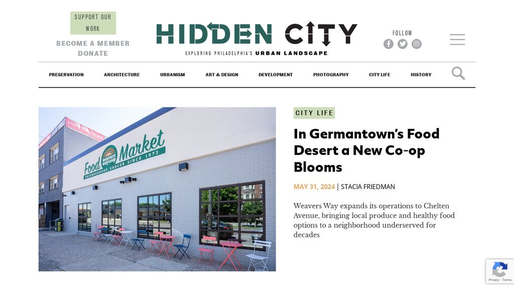 Screenshot of the Hidden City Philadelphia website