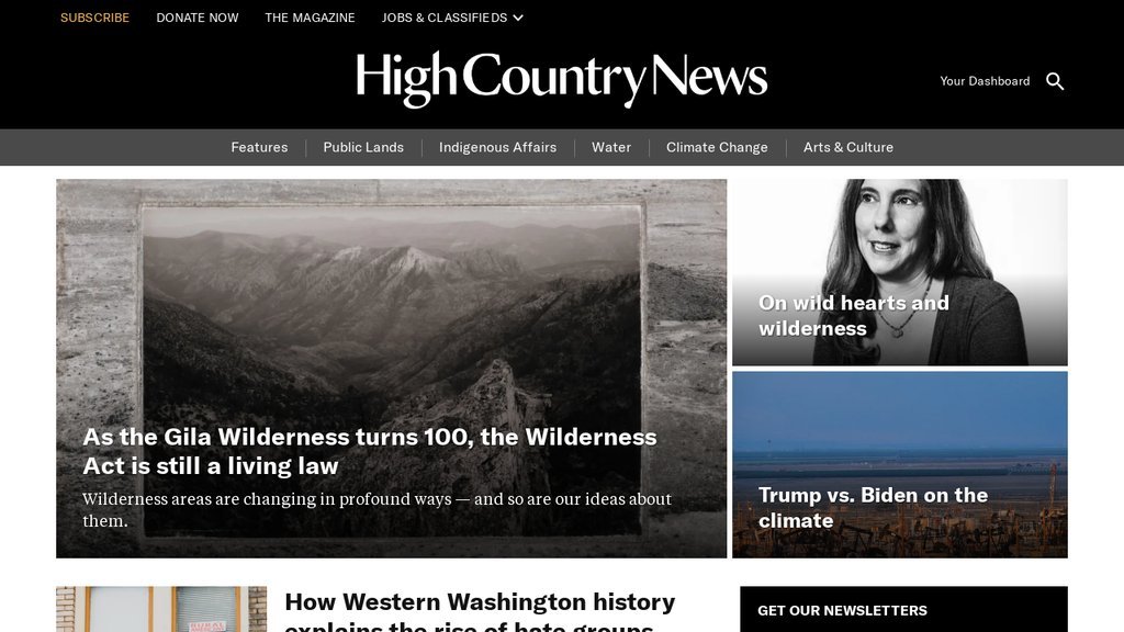 Screenshot of the High Country News website