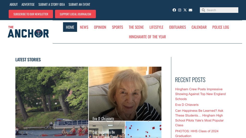 Screenshot of the Hingham Anchor website