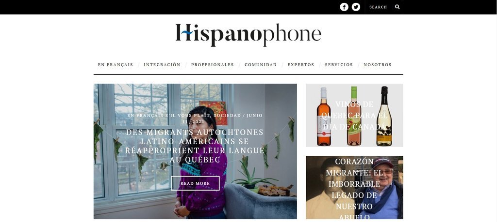 Screenshot of the Hispanophone website