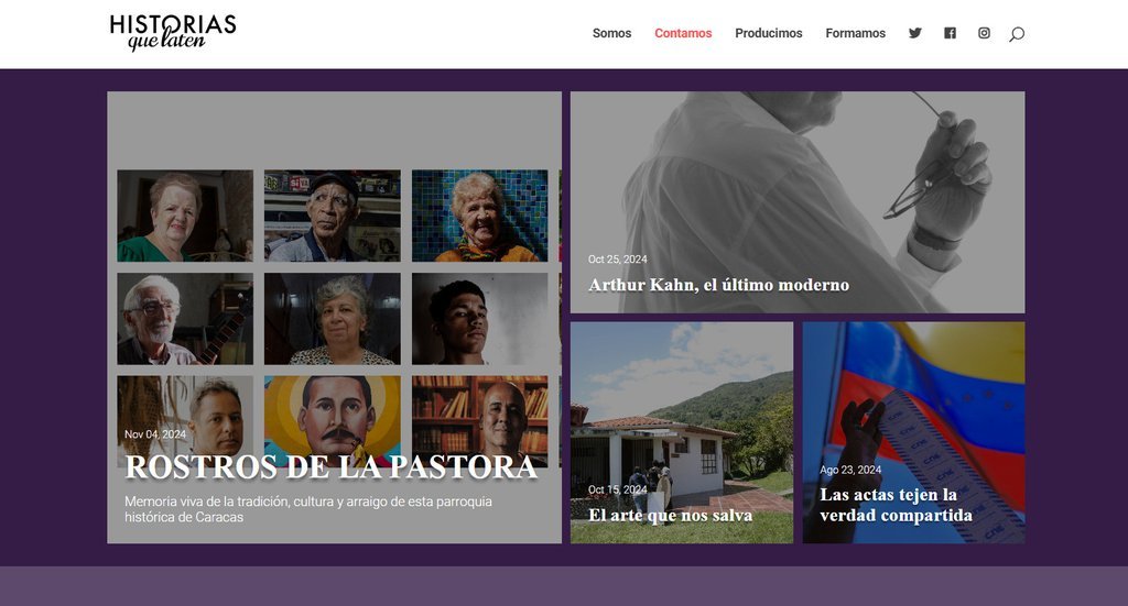 Screenshot of the Historias Que Laten website