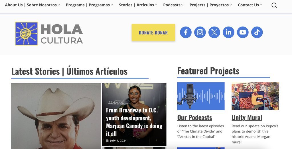 Screenshot of the Hola Cultura website