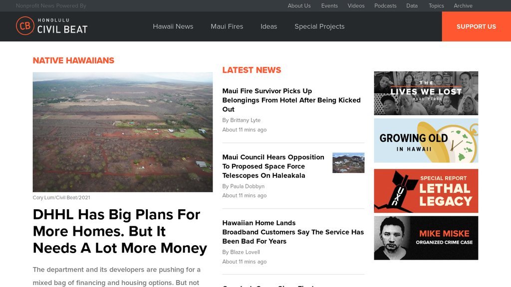 Screenshot of the Honolulu Civil Beat website