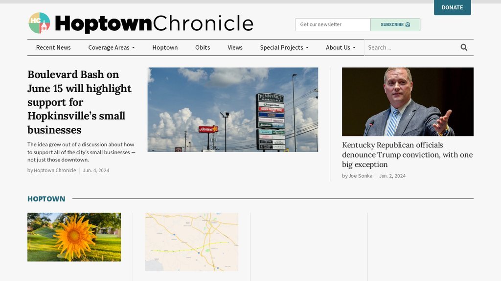 Screenshot of the Hoptown Chronicle website