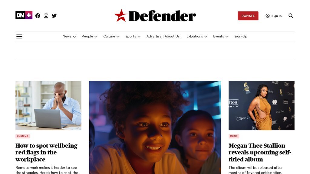 Screenshot of the Houston Defender Network website