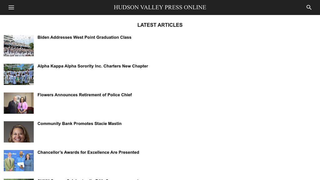 Screenshot of the Hudson Valley Press website