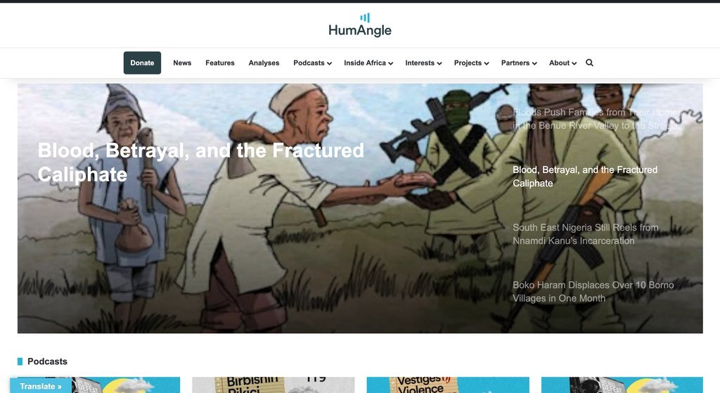 Screenshot of the HumAngle website