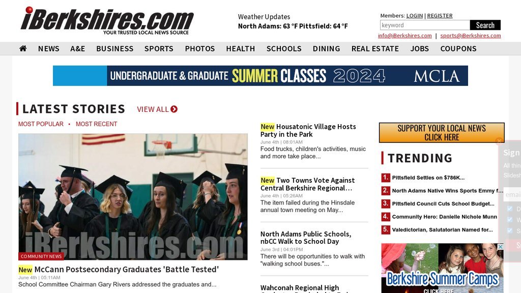 Screenshot of the iBerkshires website