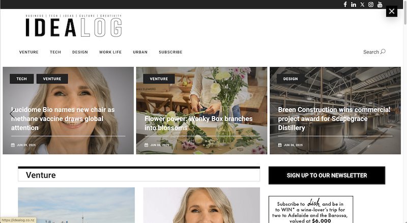 Screenshot of the Idealog website