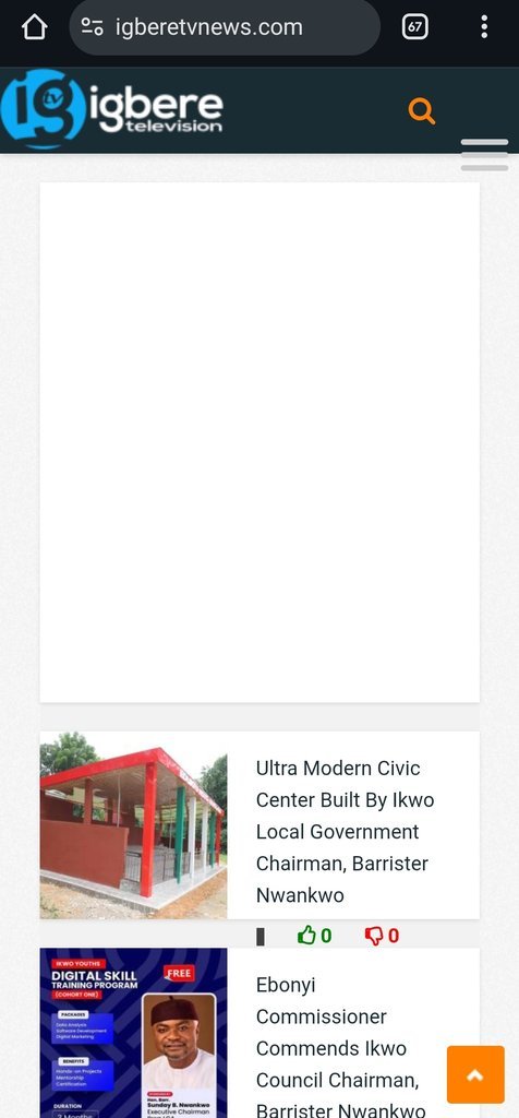 Screenshot of the Igbere TV website
