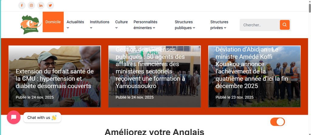 Screenshot of the IN Ivory Coast website