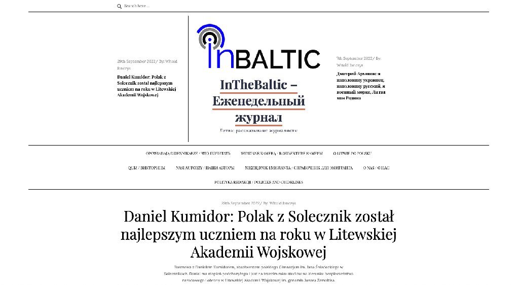 Screenshot of the InBaltic website