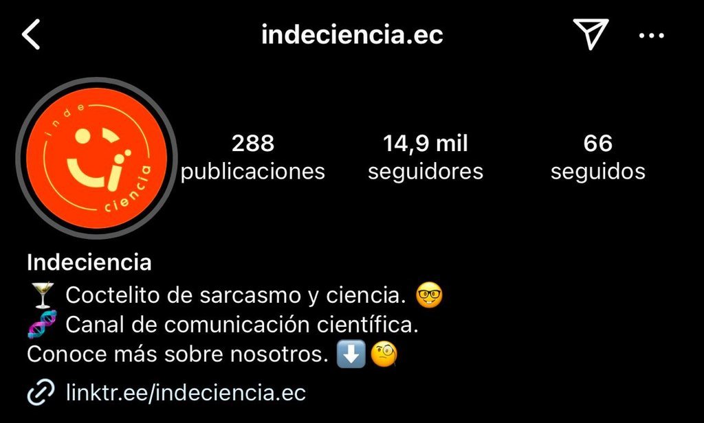 Screenshot of the Indeciencia website