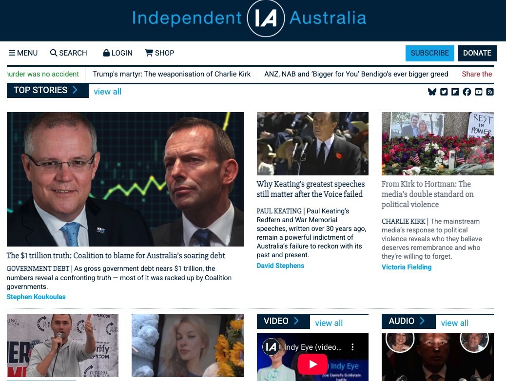 Screenshot of the Independent Australia website