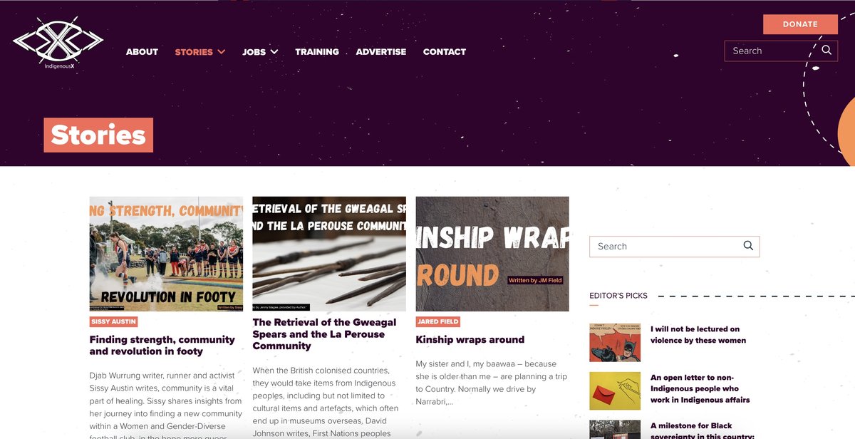 Screenshot of the Indigenous X website