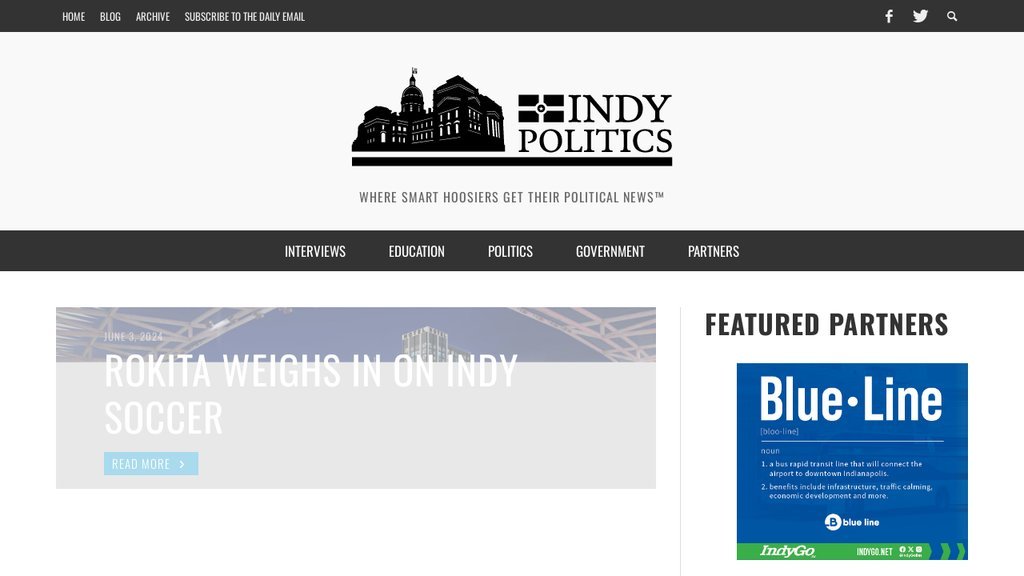 Screenshot of the Indy Politics website