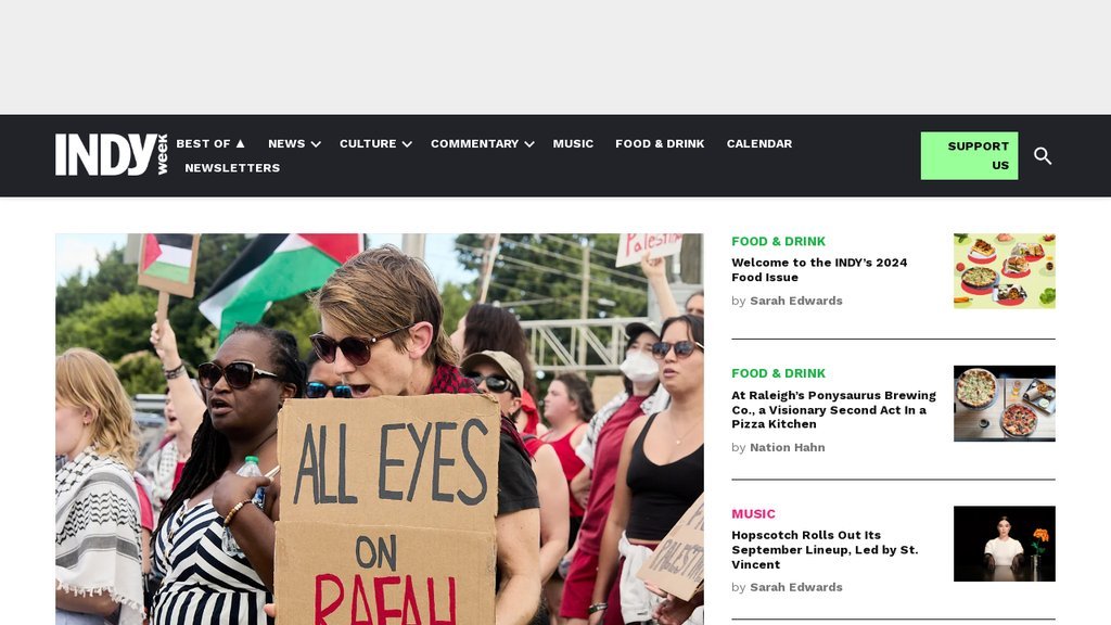 Screenshot of the INDY Week website