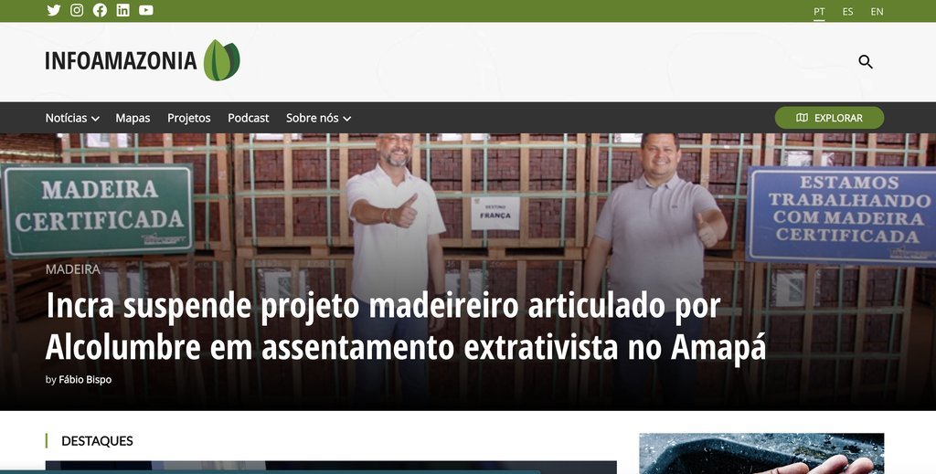Screenshot of the InfoAmazonia website