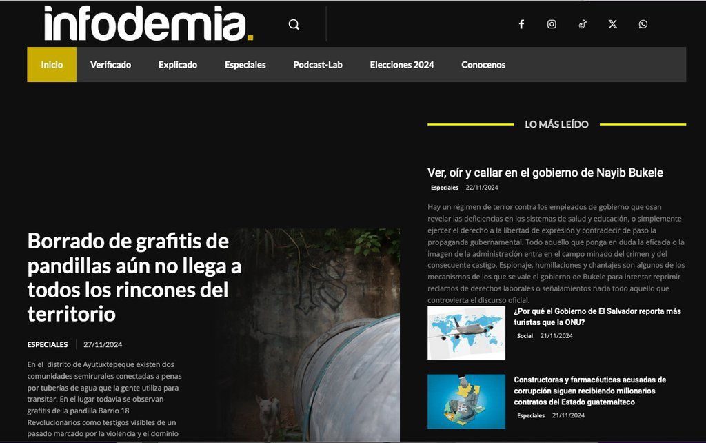 Screenshot of the Infodemia website