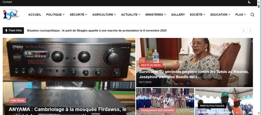 Screenshot of the Infodirecte website