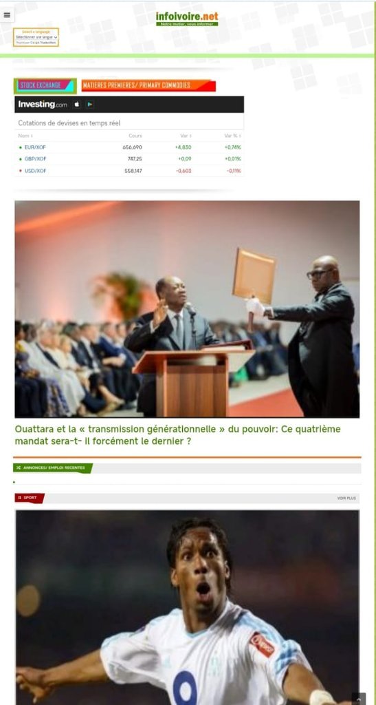 Screenshot of the InfoIvoire website