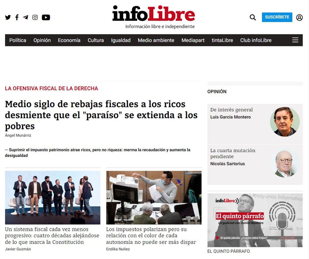 Screenshot of the Infolibre website