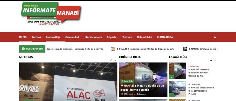 Screenshot of the Informate Manabi website