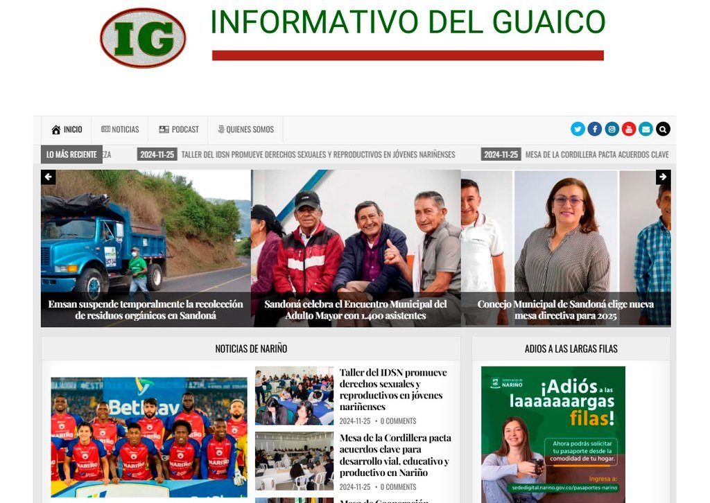 Screenshot of the Informativo Del Guaico website