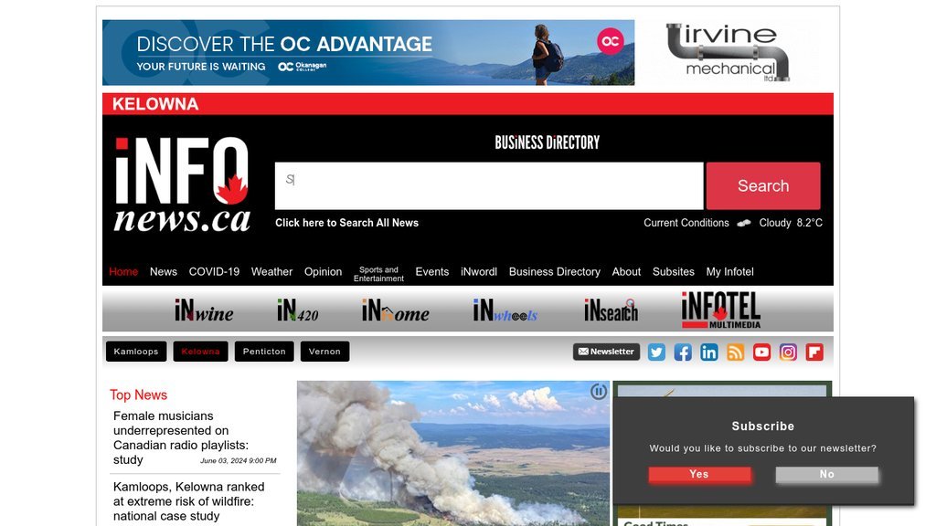 Screenshot of the INFOnews website