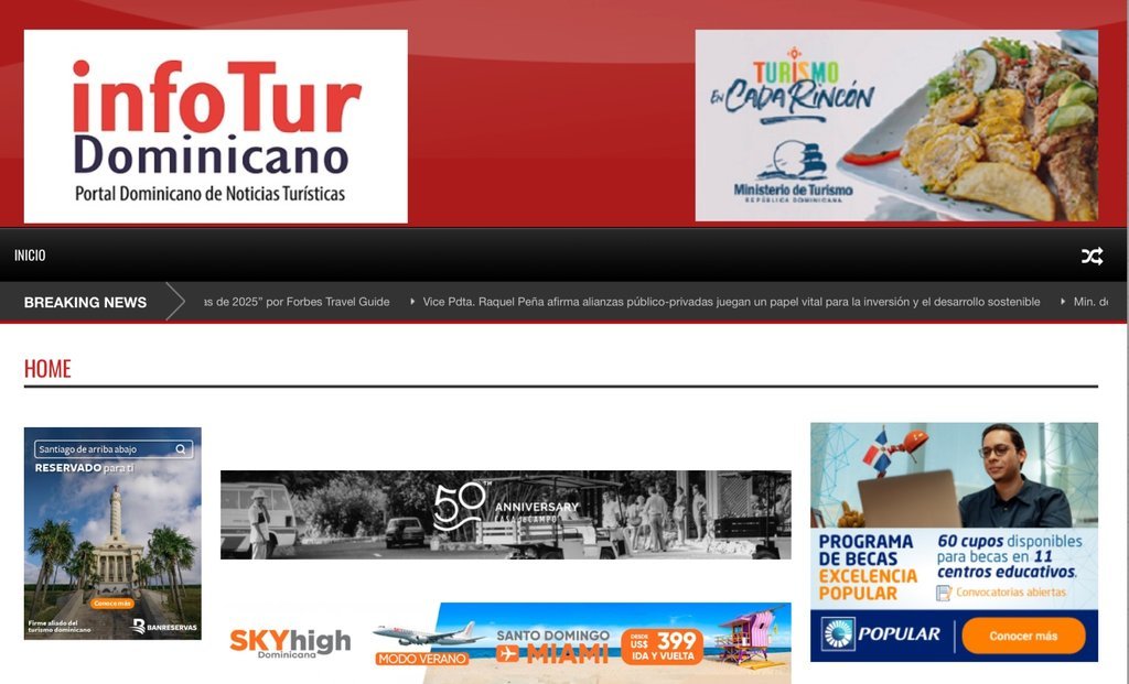 Screenshot of the infotour dominicano website