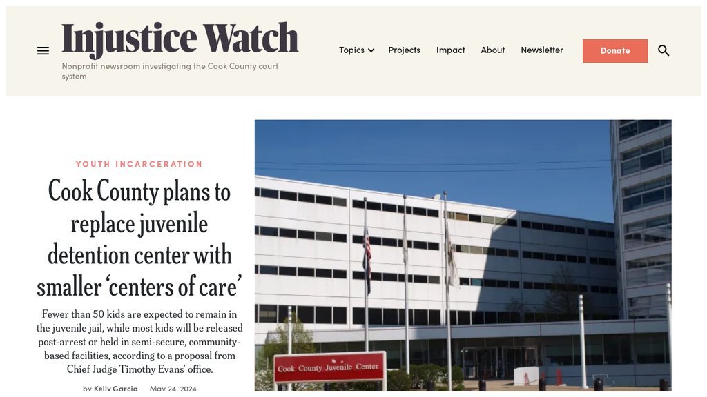 Screenshot of the Injustice Watch website