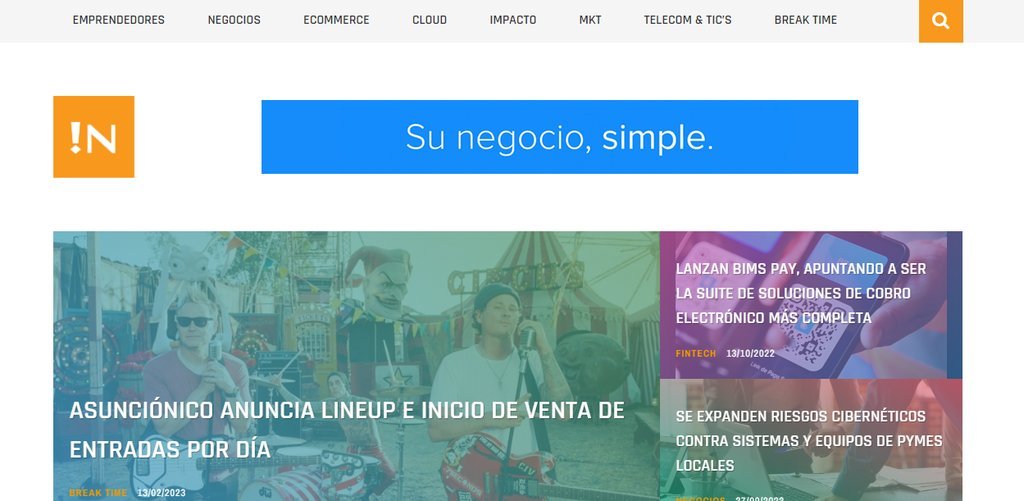 Screenshot of the Innova News website
